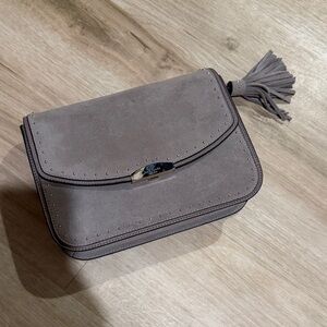KATE SPADE Gray Suede Tassel Crossbody Bag
